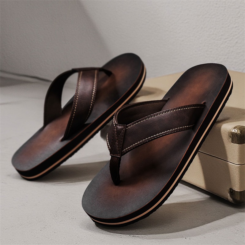 صندل رجالي كلاسيكي من الجلد ال - مراجعة Flip Flop Leather Men وسعره